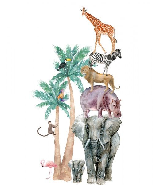 Стікери-патерни Lipastick Тропічні тварини 120х80 см 1508211