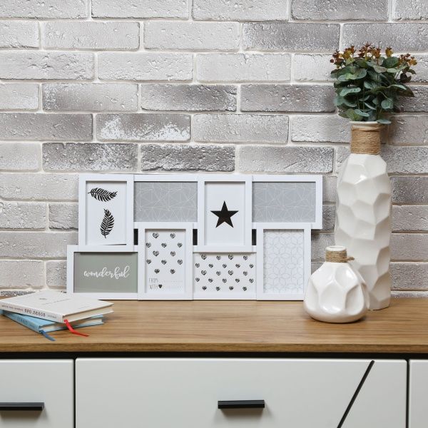 Рамка для фото фотоколлаж BW 10 шт. 10x10/10x15 см білий 