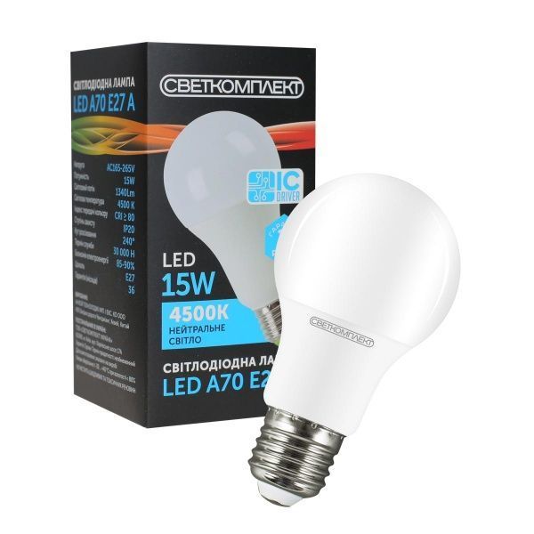 Лампа світлодіодна Светкомплект 15 Вт A70 матова E27 220 В 4500 К 