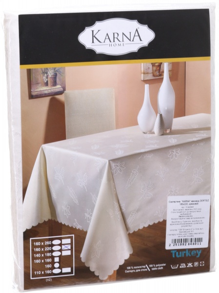 Скатерть Dertsiz 110x180 см кремовый Karna 