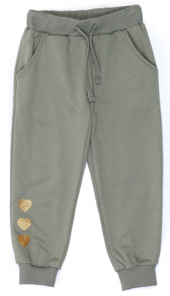 Штаны для девочек Funtime Сердечки р.110 оливковый 