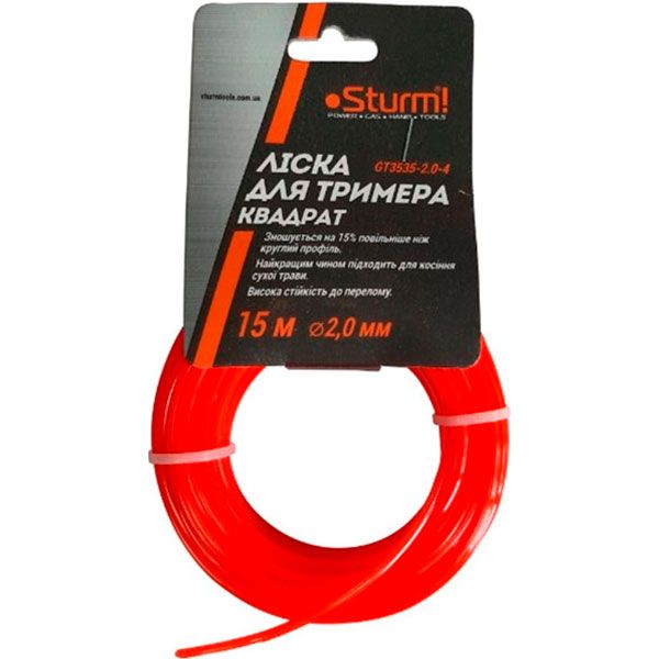Леска для триммеров Sturm GT3535-2.0-4 15 м квадрат O2,0 мм