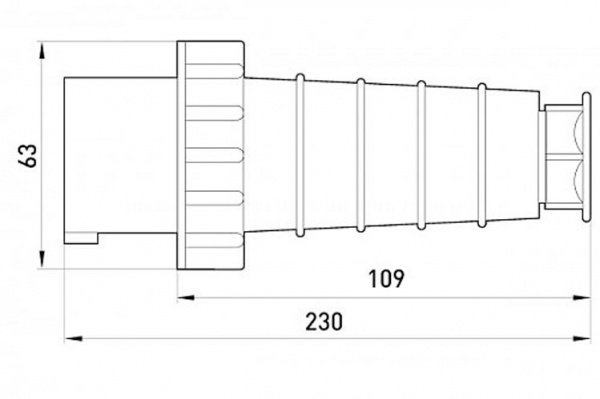 Розетка силовая переносная с заземлением E.NEXT e.plug.pro.4.63, 4п., 380В, IP67, 63А (034) серый с красным p011006
