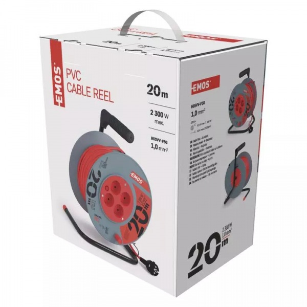 Удлинитель на катушке Emos с заземлением 4 гн. оранжевый 20 м P09220