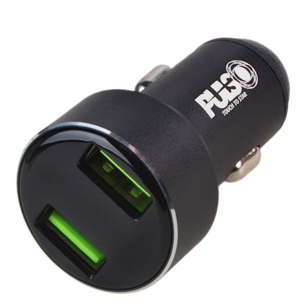 Автомобильное зарядное устройство PULSO C-31209BK 2USB + вольтметр