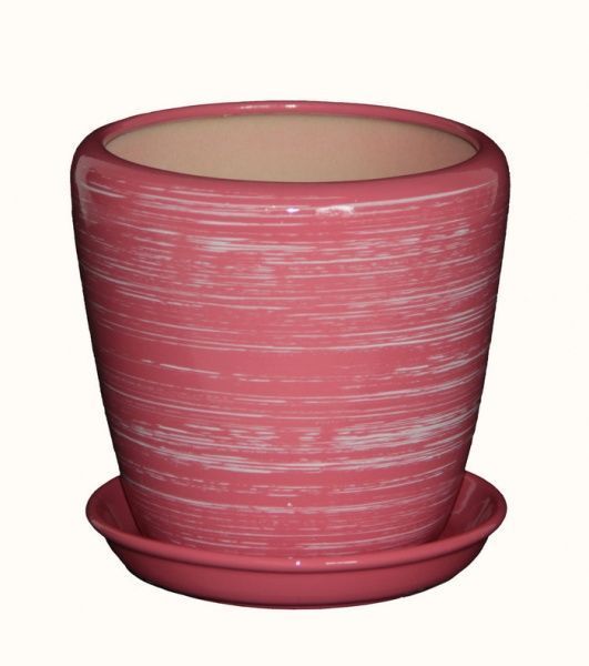Горшок керамический Ориана-Запорожкерамика Грация №1 глянец круглый 10 л розово-белый 