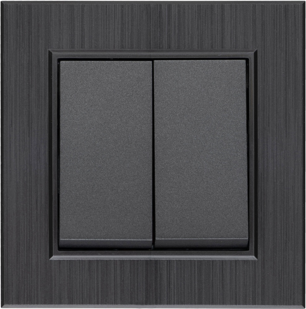 Механизм выключателя двухклавишный Makel Karea без подсветки дымчатый 57050003