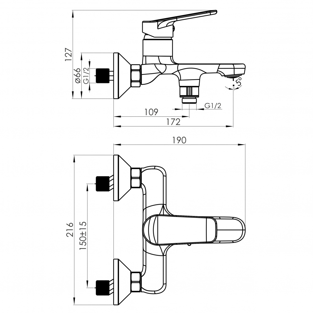 Смеситель для ванны RJ VILA хром