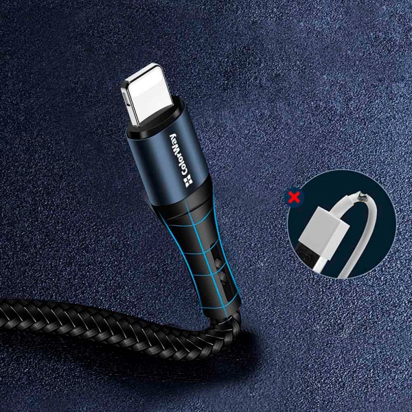 Кабель ColorWay USB - Apple Lightning (nylon) 2.4 А 1 м чорний (CW-CBUL045-BK) 