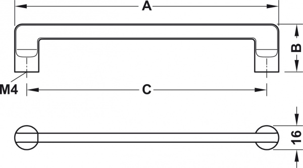 Ручка скоба Hafele 160 мм 106.61.224 полированный хром
