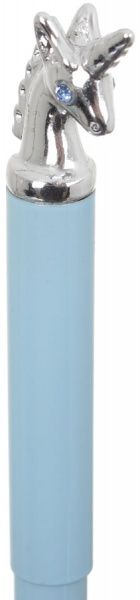 Ручка гелевая металлическая Единорог голубой 