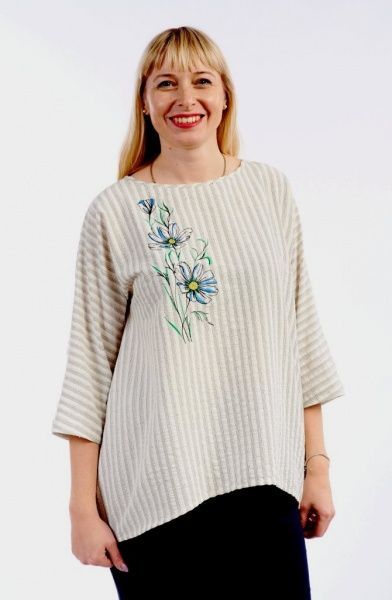 Блуза Эдельвика 1079-18/00 полоска р. S серый 