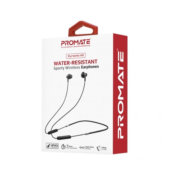 Навушники Promate Bluetooth 5 IPX5 black (dynamic-x5.black) 