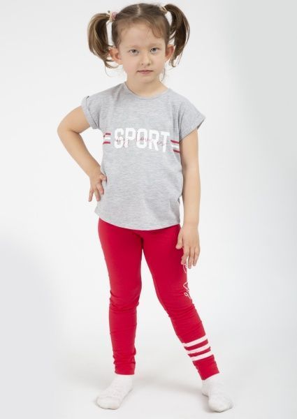 Комплект для дівчаток Roksana Active р.128-134 сірий-червоний №0020/12141 