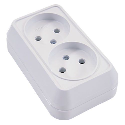 Розетка подвійна без заземлення Makel Siva Ustu без шторок білий 45117