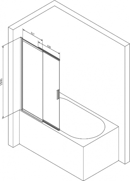 Шторка для ванни AM.PM 100х150 см WU80S-100PS-150MT Like