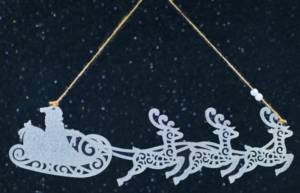 Украшение новогоднее Олени с санками 10 см белый 1220336