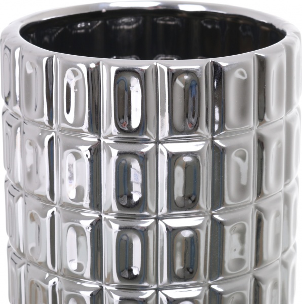 Ваза керамічна срібна Silver 13x13x30 см
