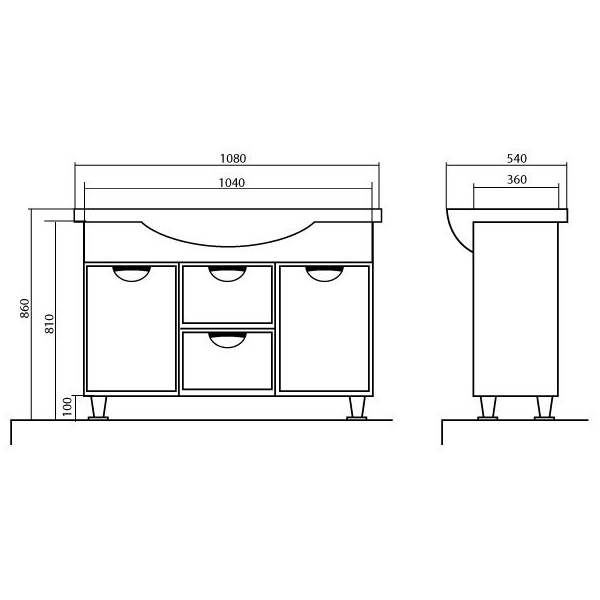 Тумба с умывальником Aqua Rodos Глория 108 05GL108 Evita