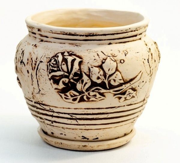 Горшок керамический Роза круглый 9,5л бежевый 