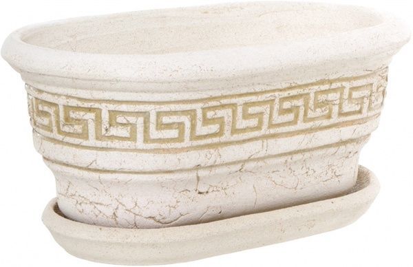 Горшок шамотный Овал 69 овальный 16,1л кремовый 