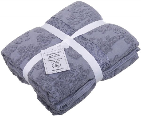 Простирадло махра/жаккард 200x220 см темно-синій ТЕКС 