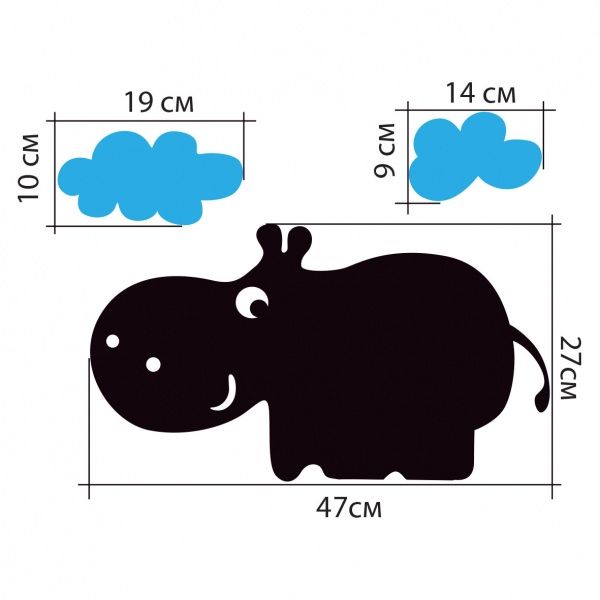 Наклейка для письма мелом Zatarga Бегемотик Z180020 39x45 см
