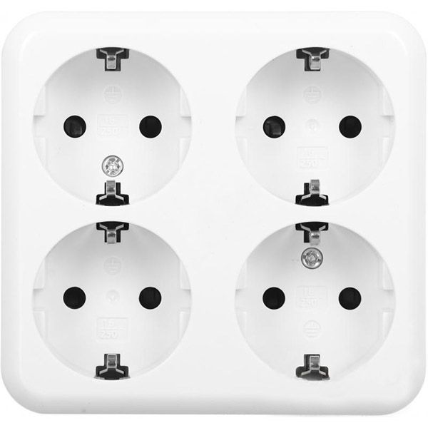 Розетка Expert Power четверная с заземлением крем HSN-H3A20G4WG-BG