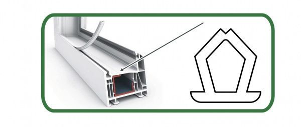 Уплотнитель для оконных систем и дверейв паз фигурный Киевгума для технологического паза оконных блоков 10 м белый 