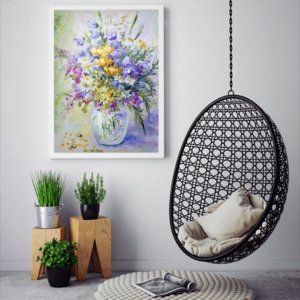 Репродукция Букет голубых полевых цветов 60x80 см Арт Фемелі 