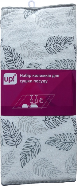 Коврик для сушки посуды UP! (Underprice) Leaf 38х50 cм серый