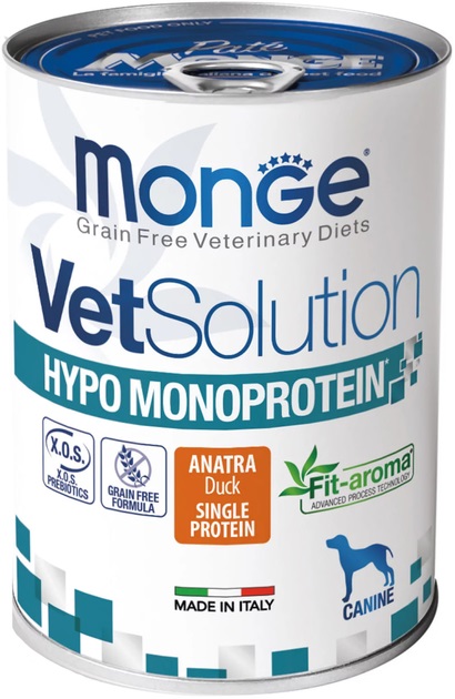 Консерва для всех пород Monge VetSolution Hypo утка 400 г