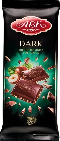 Шоколад АВК черный с фундуком 90 г (плитка) 