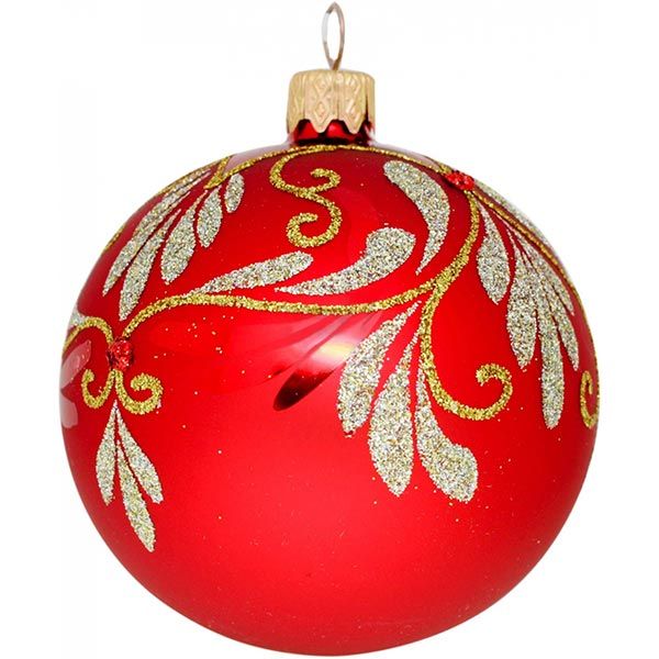 Шарик новогодний 7957 красный матовый 80 мм
