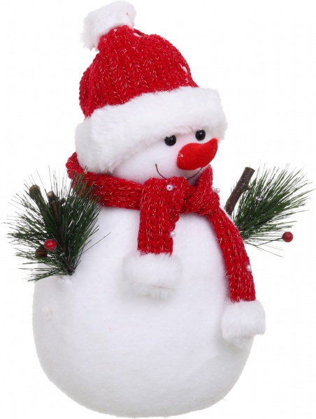 Декорация новогодняя Снеговик в шапке и шарфике 37 см EPI-LXA7839 