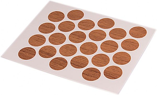 Заглушка самоклеющаяся на минификс d20 мм 24 шт. орех светлый DC