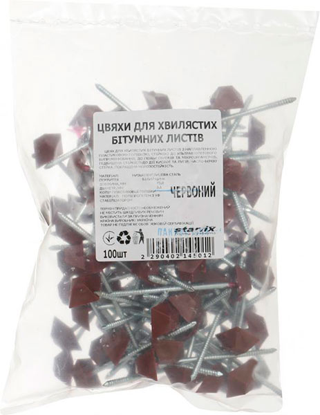 Гвозди для битумных волнистых листов 3,1x75 мм 100 шт ромбовидные красный