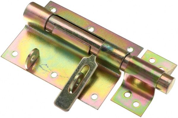 Засов под навесной замок 2-16 накладной Bruno желтый 145 мм