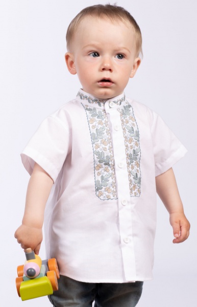 Рубашка-вышиванка Эдельвика р.86 белый 98-21/00 