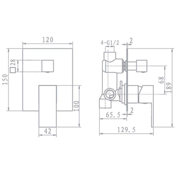 Змішувач для ванни Aqua Rodos AF-L3B038CP Avalon із перемикачем