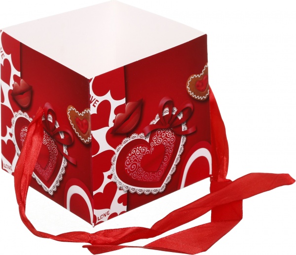 Коробка складная Цветы/сердца 10,8x10,8x10,8 см (EBXSS9850)