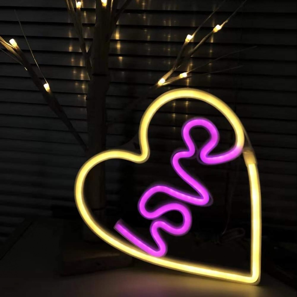 Неоновая вывеска Luna LUDS-NEO-45 Серце Love теплый белый/синий/розовый