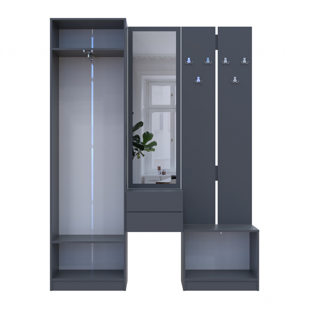 Прихожая Doros Сола 2150х1650х400 мм графит