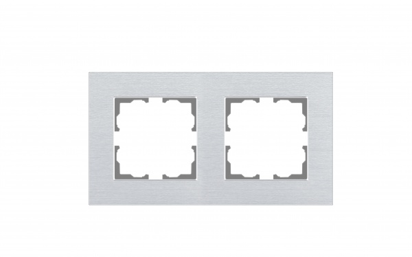 Рамка двомісна HausMark Stelo універсальна алюміній 501-6244-147