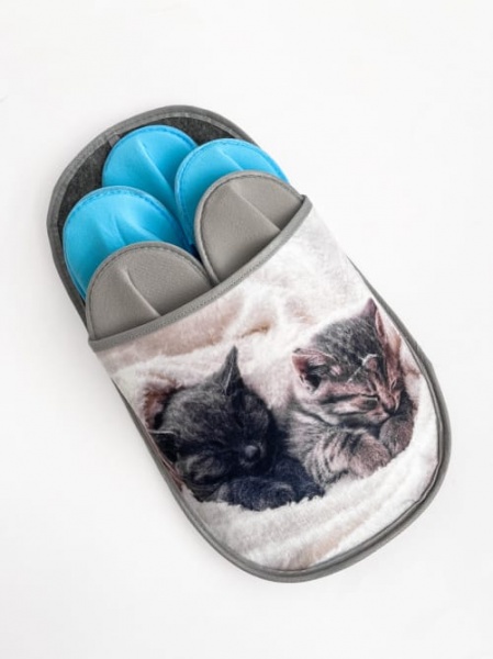 Набор тапочек для гостей La Nuit Cats 5 пар 8157 серый с рисунком 