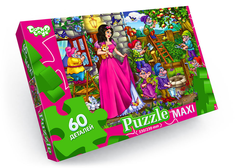Пазлы Danko Toys 60 элементов макси неон №13 Белоснежка Мх 60-08-13