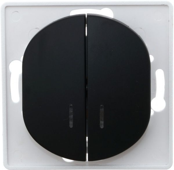 Вимикач двоклавішний Aling-Conel Eon з підсвіткою 10 А 250В чорний E626.E1