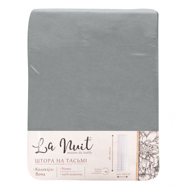 Штора BONA 150х280 світло-сірий La Nuit