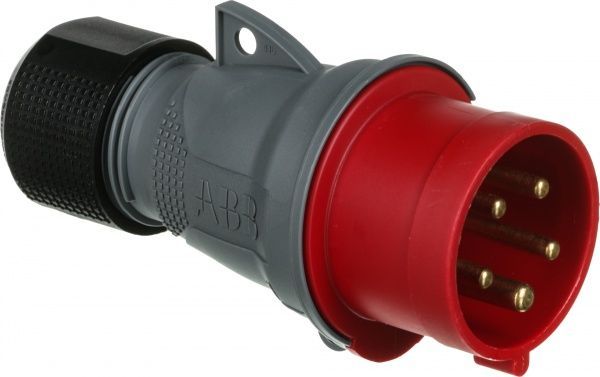 Вилка силовая с заземлением ABB 16A, 3P+N+E серый с красным 2CMA101967R1000