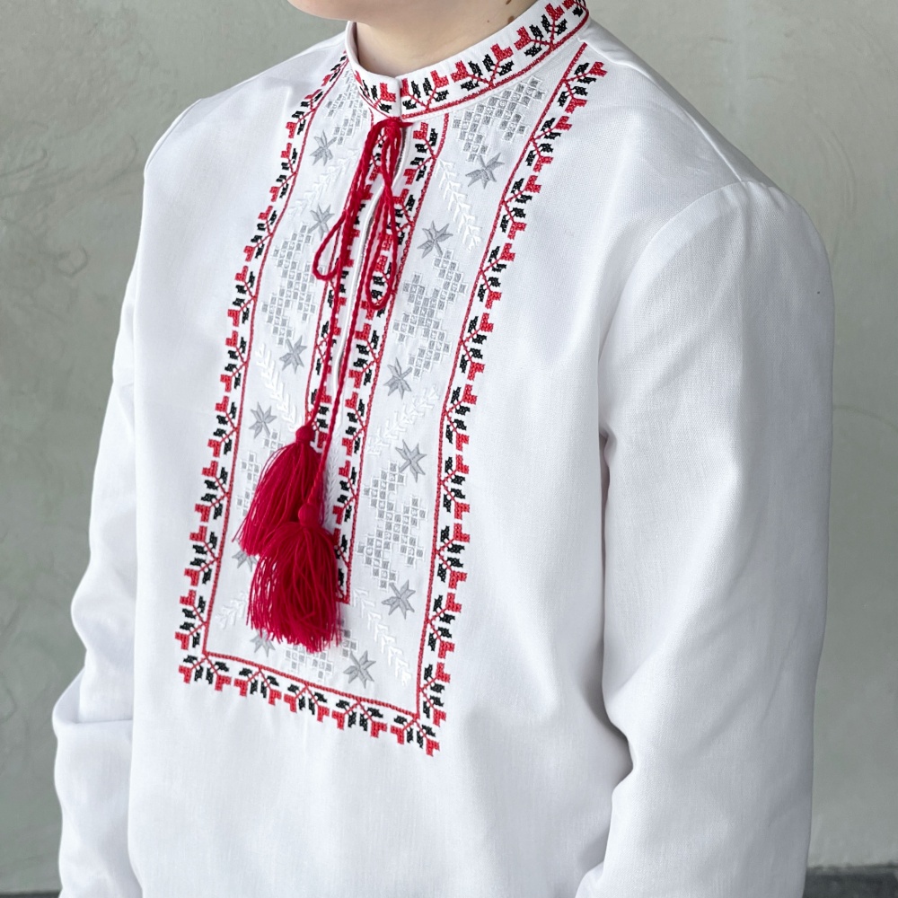 Вышиванка для мальчиков Эдельвика р.152 белый 164-25/09